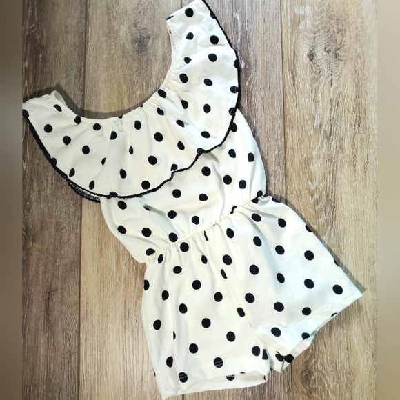 Jessica Simpson black and white polka dot sleeveless short romper Sz 3T - Picture 2 of 6